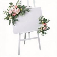 Décoration de table moderne en plastique avec arche de roses artificielles, arrangement floral fait main, panneau de bienvenue personnalisé RHD