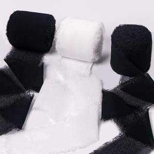 Moda semplice 4CM Bouquet Wrapping nastro di Chiffon mano strappo frangia sfilacciata rotolo di nastro all'ingrosso per la decorazione del partito - Product Image 5