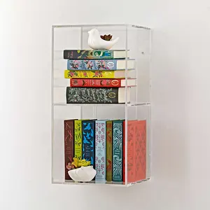 Organizador de acrílico transparente para cocina, caja de almacenamiento de papelería para libros