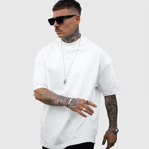 Camisetas de Algodón Orgánico Grueso con Logotipo Personalizado en el Cuello, Camisetas Personalizadas de Alta Calidad, Camiseta Extra Grande para Hombre - Product Image 1