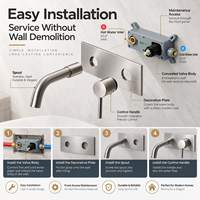 Robinet de lavabo encastré en acier inoxydable avec cartouche céramique, mitigeur mural chaud/froid pour projets hôteliers OEM ODM