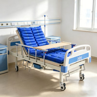 Cama de Hospital Manual Semicurva para Rehabilitación, con Diseño de Elevación de Respaldo y Inclinación de Piernas, Ruedas Universales para Recuperación de Ancianos y Discapacitados