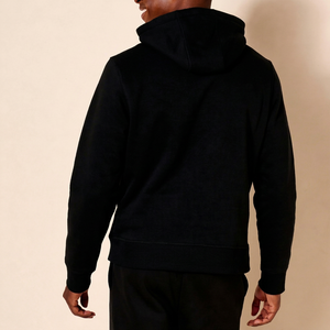Sweat-shirt à capuche en molleton noir pour homme avec poche avant, coupe classique, décontracté pour l'hiver - Product Image 2