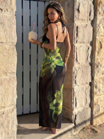 TW 2026 Op maat gemaakte dames halter bikini set met effen kleur, lage taille, thongs en doorschijnend bloemenprint zwempak