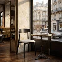Chaise de salle à manger de luxe, design moderne et simple, revêtement en cuir PU haut de gamme, structure en bois, style luxe léger, mobilier d'intérieur.