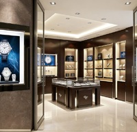 Vitrine à montres GZowin de luxe à double étage en bois massif avec éclairage LED, design personnalisable pour les magasins de détail haut de gamme