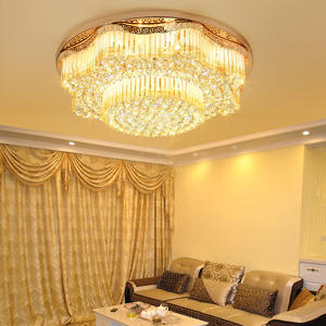 Nouveau Style Salon Décor De Luxe LED Moderne Or Cristal Plafonnier Rond pour Villa Hôtels avec Base En Fer - Product Image 3