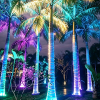 Lampu Cincin Pohon Palem RGBW Outdoor 12W 12V IP67 Tahan Air Dengan Remote Control untuk Pencahayaan Lanskap dan Dekorasi Natal
