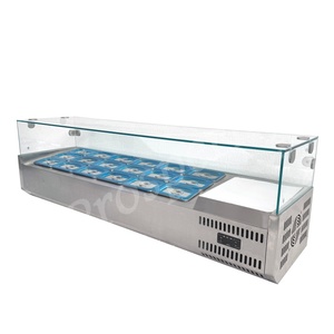 Comptoir réfrigéré en acier inoxydable, station de préparation, plan de travail pour salades et pizzas, <span class=keywords><strong>mini</strong></span> table de refroidissement pour ingrédients et garnitures - Product Image 3