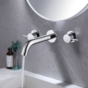 Mitigeurs de salle de bain 59-1 en laiton, Robinet de lavabo encastré à double levier, Robinet de lavabo chromé pour salle de bain - Product Image 1