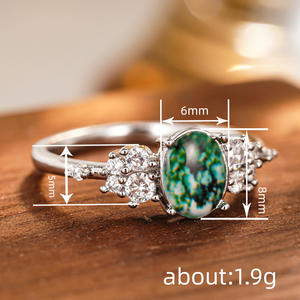 Bague en or blanc A108 avec diamant de taille ovale, couleur D naturelle, bijoux de fiançailles pour femmes - Product Image 4