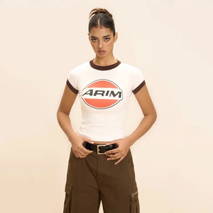 מותאם אישית באיכות גבוהה נשים יבול העליון ringer בד דפוס y2k התינוק t t חולצת טי סיטוני רזה מתאים cropped - Product Image 3