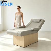 Table de massage et de soin des cils de luxe moderne sur mesure en forme de S pour salon de beauté, mobilier de salon, lit de massage avec base en bois