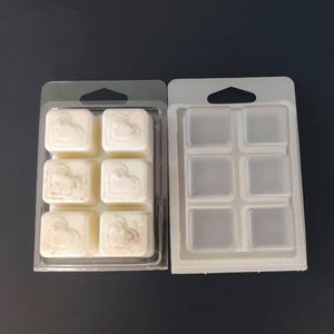 wholesale pp 6 cavity wax melts clamshell plastic white/clear wax melt clamshell frosted blister packaging box