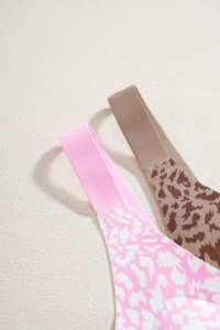 Sujetador sin costuras con estampado de leopardo para mujer HY, sujetador minimizador sin aros para figuras grandes con tirantes anchos elásticos - Product Image 6