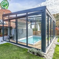 Fabricant de Foshan, véranda en aluminium avec toit en pente, villa, jardin, extrusions isolées, serre en verre