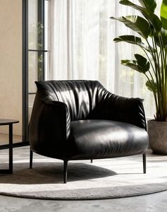 Canapé individuel en cuir véritable minimaliste moderne, fauteuil confortable pour salon, meubles de maison, fauteuil de détente, fauteuil d'appoint - Product Image 3