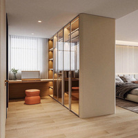 Armoire de chambre à coucher moderne sur mesure avec bureau intégré, design en bois écologique pour une utilisation efficace de l'espace