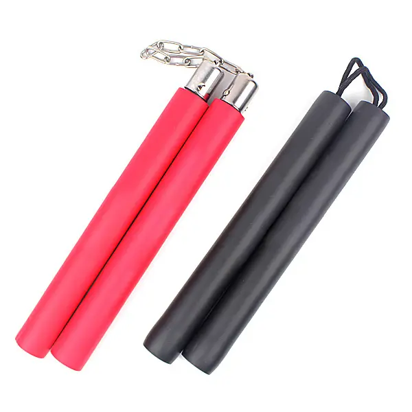 Chinese Woosung Foam Plastic Stick Safety Martial Arts Trainingsapparatuur Rvs Nunchaku Eva Foam Nunchakus