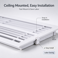 Grille de ventilation linéaire en plastique ABS, grille d'aération montée au plafond pour système HVAC de bureau et résidentiel