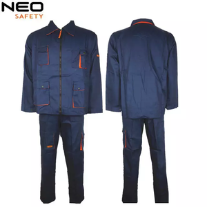 Vente en gros de vestes et pantalons de mécanicien en <span class=keywords><strong>coton</strong></span> pour hommes, deux pièces, uniformes de travail avec logo - Product Image 1