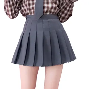 ग्रे स्कर्ट महिलाओं 2023 गर्मी के कपड़े महिलाओं के उच्च कमर कोरियाई शैली लघु Pleated स्कर्ट सेक्सी जिम रनिंग औपचारिक