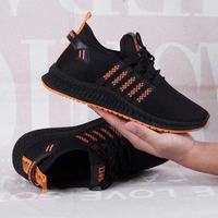 Chaussures décontractées pour hommes, couleur unie, à semelle épaisse, bout rond, en maille tricotée respirante, extensibles et antidérapantes
