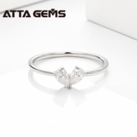 ATTA mignon bijoux argent 925 bagues poire coupe coeur forme Moissanite bague pour femmes 18K plaqué or bijoux en argent