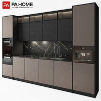 Table d'îlot de cuisine en bois et marbre préfabriquée PINAI avec rangement