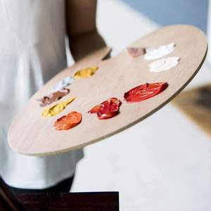 Paleta de pintura de madera, bandeja de madera, herramienta de pintura Con agujeros para pulgar, suministros de arte escolar, novedad de <span class=keywords><strong>2021</strong></span> - Product Image 5