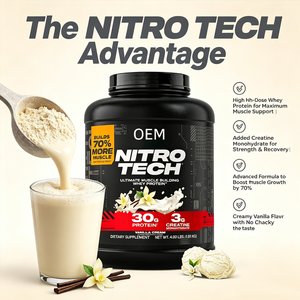 Poudre de protéines de lactosérum OEM <span class=keywords><strong>Nitro</strong></span> <span class=keywords><strong>Tech</strong></span> - Crème vanille, 30 g de protéines + 3 g de créatine, 4,00 lb - Product Image 4