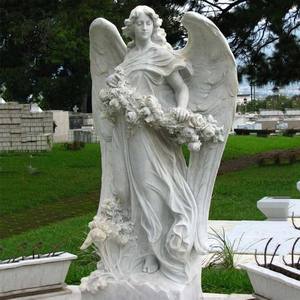 BLVE scultura a grandezza naturale in pietra naturale intagliata a mano in marmo statua da giardino con angelo del cimitero all'aperto in vendita MSJ-37 - Product Image 3