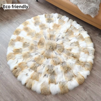 Tapis en fourrure de renard de haute qualité, ronds, modernes, durables, antidérapants, pour la chambre des enfants, avec support en peluche
