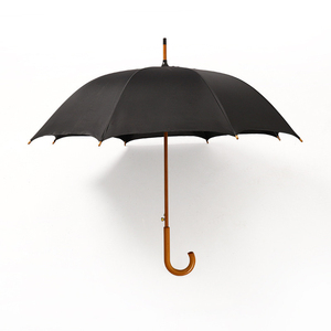 Élégant classique 23 pouces affaires manche en bois bâton parapluie 8 côtes fort coupe-vent impression personnalisée contrôle manuel voyage 190T - Product Image 3