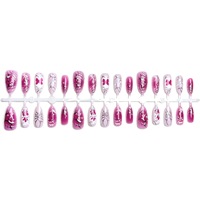 Faux ongles à presser en métal plaqué or, dégradé rose-rouge, avec nœuds et papillons, haut de gamme, audacieux, style occidental, autocollants pour nail art, esthétique Y2K