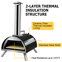 Top Pizzaofen 12 Zoll Outdoor-Tragbar Mini-Holzpellet-Pizzaofen für Holzkohlegrill/Gasgrill