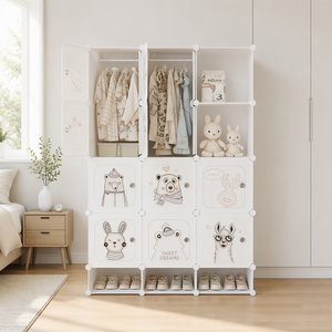Armadio Modulare in Plastica <span class=keywords><strong>per</strong></span> Bambini, Armadio Appendiabiti con <span class=keywords><strong>Scarpiera</strong></span> Organizzatore <span class=keywords><strong>per</strong></span> Camera da Letto - Product Image 4