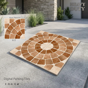 Vistaar Brand 9mm 400x400mm Embossed Non-Slip Porcelain Parking Tiles Outdoor Rustic Semi-matt Design - Product Image 2