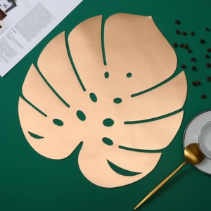 En STOCK Color oro respetuoso del medio ambiente de plástico HOJA DE Monstera mantel para cocina comedor <span class=keywords><strong>Accesorios</strong></span> - Product Image 3