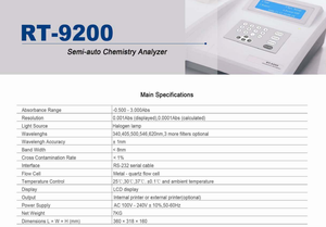 Pas cher Prix Cliniques De Laboratoire Instruments Rayto Analyseur De Chimie RT-9200 Semi-Auto Biochimie Analyseur Rayto <span class=keywords><strong>Instrument</strong></span> Vétérinaire - Product Image 5