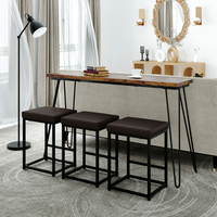 Ensemble de Table à manger Extra longue avec 3 tabourets en PU, nouveau, 4 pièces, hauteur de comptoir, ensemble de Table de cuisine, Console de Table, Bar