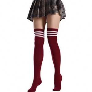Medias largas a rayas al por mayor I-0208, calcetines para mujer, cosplay, por encima de la rodilla, hasta el muslo - Product Image 4