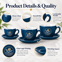 Ensemble tasse et soucoupe à café en céramique avec logo personnalisé, plusieurs tailles, finition brillante, pour expresso et cappuccino, fabrication OEM ODM
