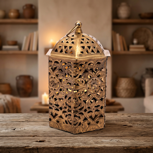 Linterna de Metal de gran tamaño de latón AK, diseño marroquí en oro, acabado antiguo, linterna de calidad superior para decoración Interior de Hotel - Product Image 2
