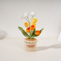 Handgewebte Gestrickte Maiglöckchen im Topf Künstliche Blumen Gehäkelte Glockenorchidee Blumendekoration für Zimmer oder Valentinstag