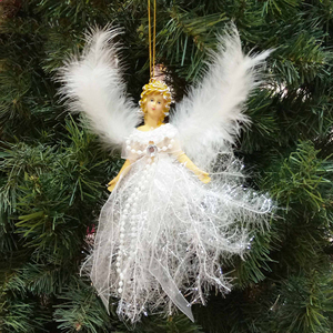 Christmas <b>Angel</b> Plush Doll Hanging Pendant Fairy Fluffy Wing <b>Ornaments</b> Christmas Tree Pendants for Home Party Decor - Product Image 4