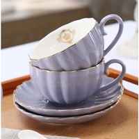 Ensemble créatif de café en céramique, de bonne qualité, avec bordure dorée couleur bonbon, tasse, soucoupe, tasse à lait, bol de sucre, service à thé, 1 pièce