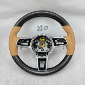 Volante Plano de Cuero Real YLD a <span class=keywords><strong>Precio</strong></span> de Fábrica para <span class=keywords><strong>Porsche</strong></span> <span class=keywords><strong>Macan</strong></span> Panamera Cayenne 911 718 991, Volante Personalizado - Product Image 4