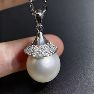 31438DIY Pearl Accessories S925 Silver <b>Pendant</b> 10-14mm Beads Empty Support Concealer Necklace <b>Pendant</b> <b>Crystal</b> <b>Pendants</b> Charms - Product Image 3