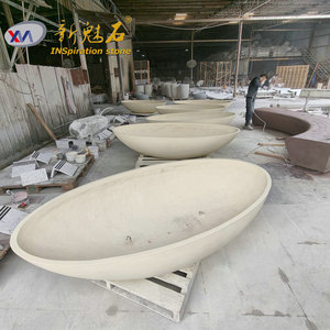 Maceta de hormigón con acabado natural Magic Stone Grc, tamaño personalizado, ovalada, para puestos de venta ambulantes, parques y plazas - Product Image 4